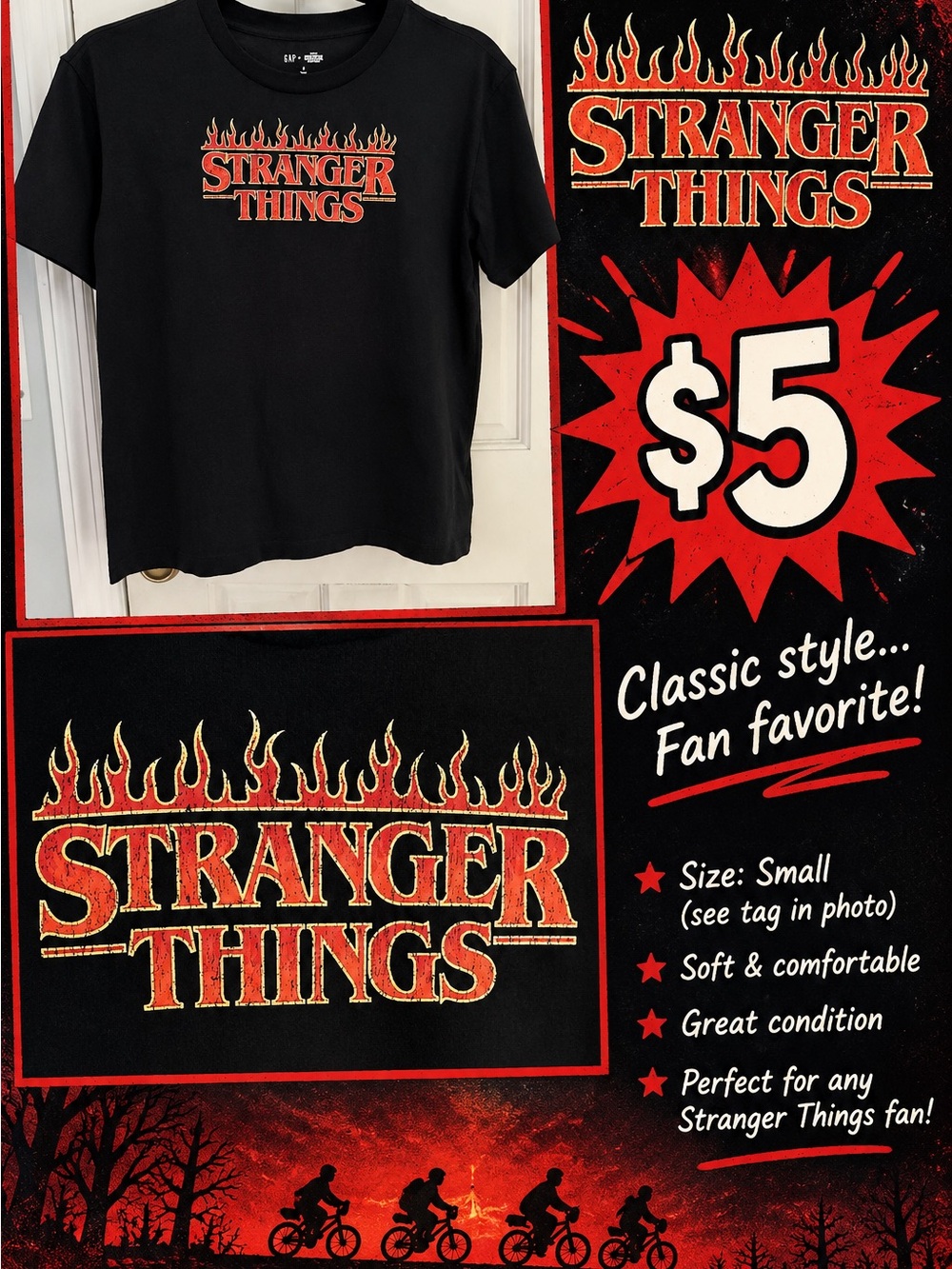 💥STRANGER THINGS•Unisex•Teen•S•T-Shirt💥